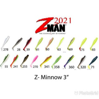 Z-Man Minnow Z 3" สำหรับปลากระพง ช่อน ชะโดมีให้เลือก18สี