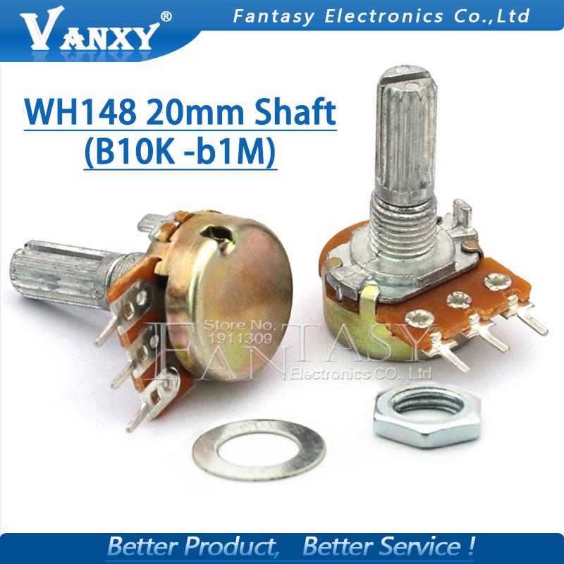 5pcs WH148 20mm Dual Stereo Potentiometer B1K B2K B5K B10K B20K B50K B100K B500K 3Pin 1K 2K 5K 10K 50K 100K 500K