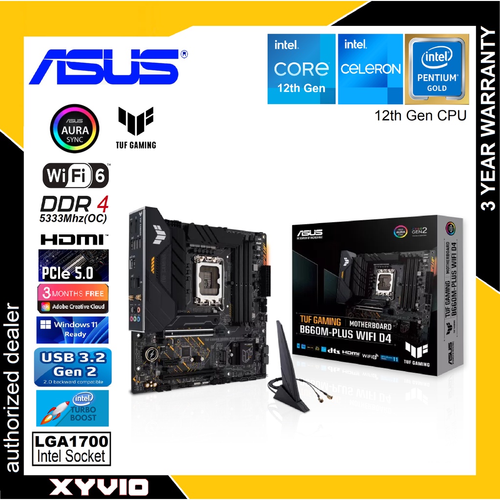 ASUS TUF GAMING B660M-PLUS WIFI D4 microATX INTEL LGA1700 เมนบอร์ด