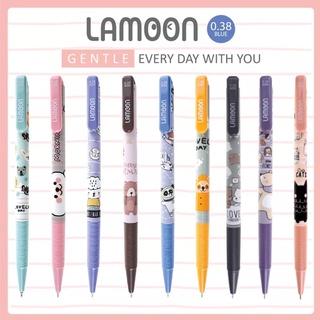 ปากกาลูกลื่น ละมุน Lamoon แบบกด 0.38mm หมึกน้ำเงิน