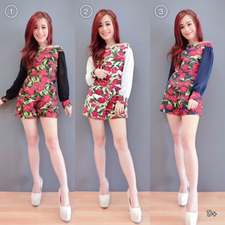 ราคา 300 บาท Vip : 270.-  จั้มสูทขาสั้น แขนชีฟอง เปิดไหล่  ดีเทลลลล อินเทรน ฝุดๆน่ารักๆสีสันสดใสจ้าๆ