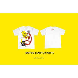 เสื้อยืดโอเวอร์ไซส์QWT126-2 SAD MAN WHITES-3XL