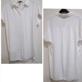 Used. Forever21.เสื้อเชิ้ต​ยาวถึงเข่า  อก 32-36​