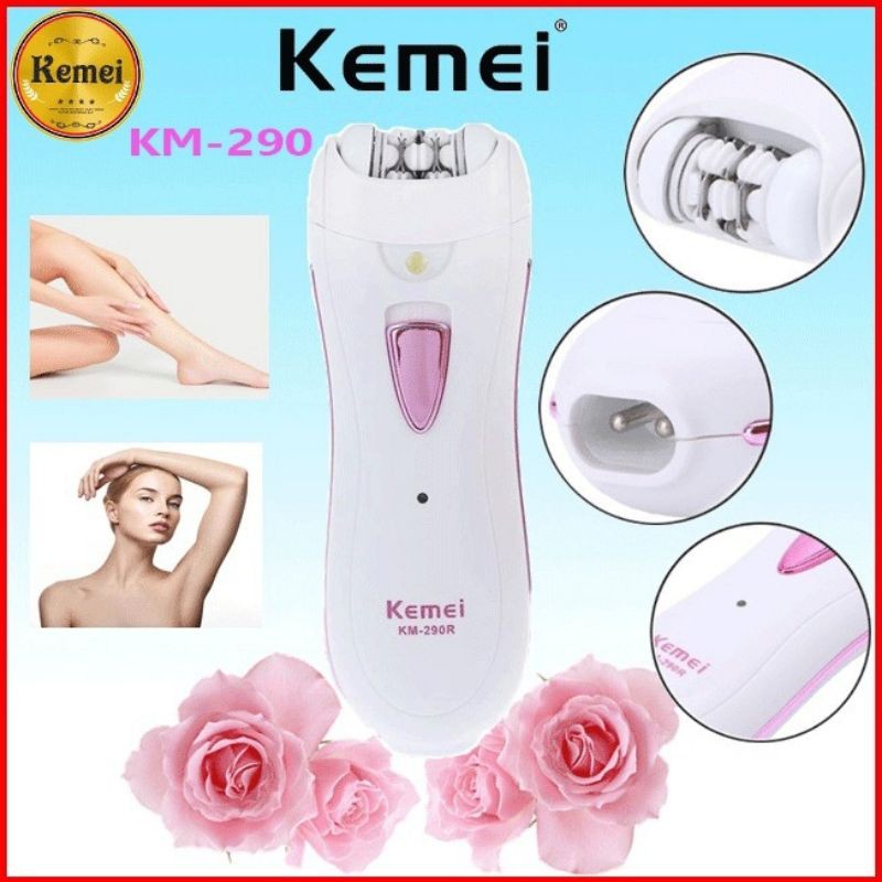 Kemei เครื่องถอนขนไร้สาย มีไฟฉายในตัว ที่ถอนขน เครื่องโกนขน รุ่น Km-290R