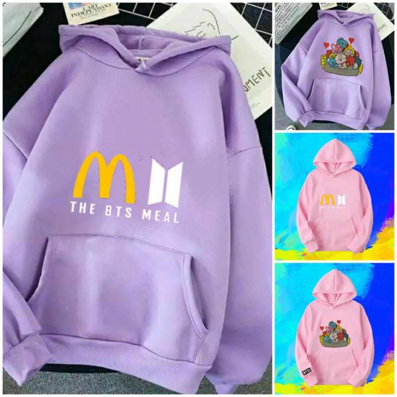 Bts MEAL BT21 LILAC CHILDREN& 39;S HOODIE SWETER