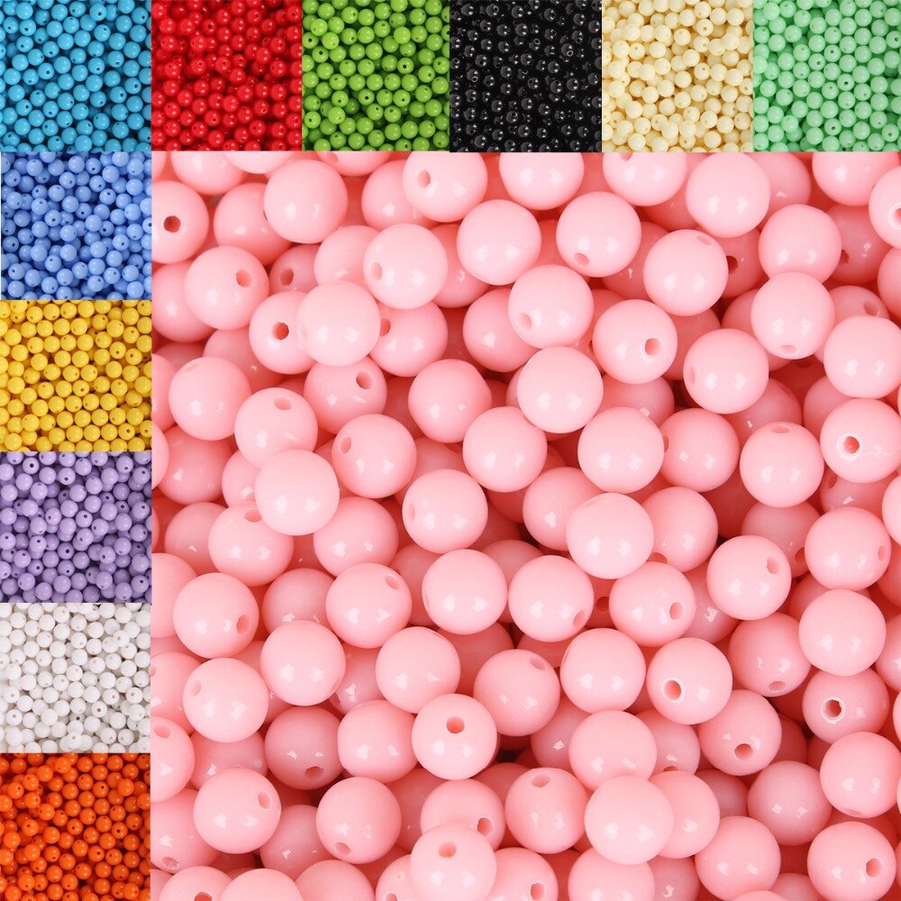 10 มม.50 ชิ้น Candy-สีรอบลูกปัดอะคริลิครอบหลวม Spacer ลูกปัด Fit DIY สร้อยข้อมือสร้อยคอเครื่องประดับ