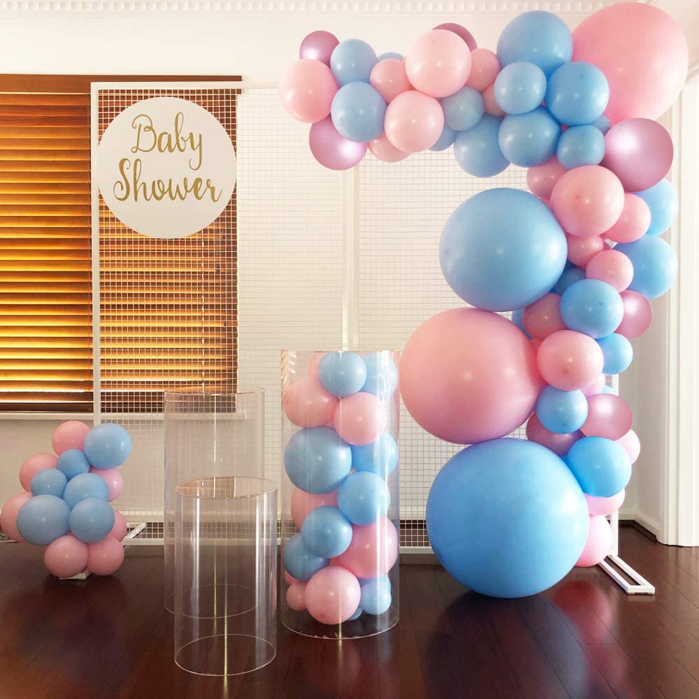 Blue MMTX Baby Shower Party Decorations,99pcs Balloon Garland Arch Kit Pink Blue and Barbie Pink Metallic Balloons for Boy or Girl Gender Reveal Wedding Decoration Birthday Party 