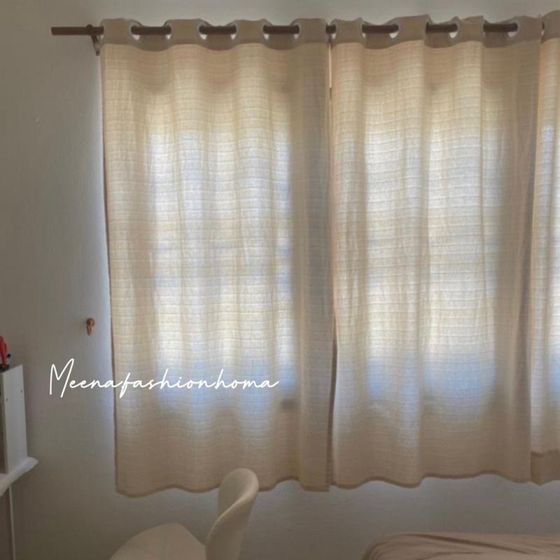 แนะนำ ผ้าม่าน ผ้าม่านผ้าฝ้าย 100% สไตล์มินิมอล ผ้าม่านหน้าต่างและประตู (เทคเจอร์ในตัว) ราคาพิเศษ มีเก็บเงินปลายทาง