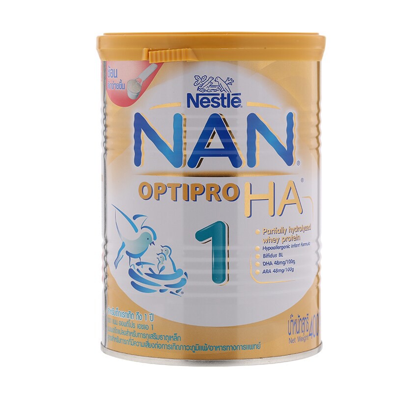 NAN optipro HA  400 g แนน ออฟติโปร เอชเอ 1 นมผงดัดแปลง สำหรับทารก เสริมธาตุเหล็ก 400 กรัม