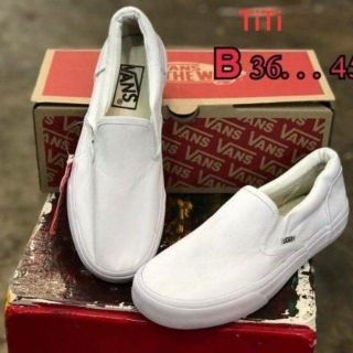 🛵 สินค้าพร้อมส่ง Vans Slip-on เกรด B สีขาวล้วน sz.36 - 45