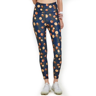 Jenim Sports Fresh Tangerine Legging Mood Indigo - กางเกงเลกกิ้งลายส้ม