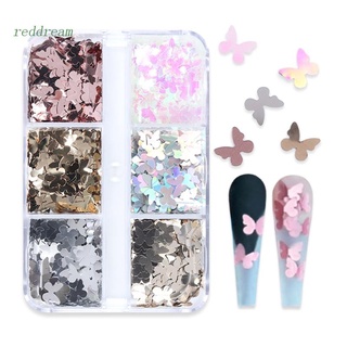 Redd แม่พิมพ์เรซิ่น ลายผีเสื้อ 3D 6 ช่อง โฮโลแกรม สีแดง สําหรับตกแต่งเล็บ DIY