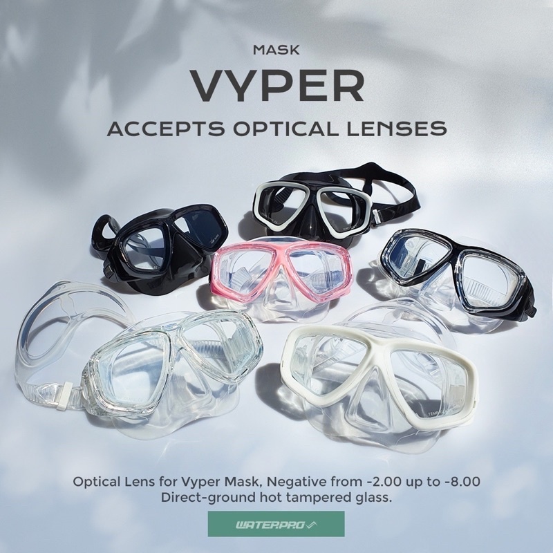 หน้ากากดำน้ำเปลี่ยนเลนส์สายตาสั้นได้ – Vyper Mask แบรนด์ WATER PRO – Low Volume