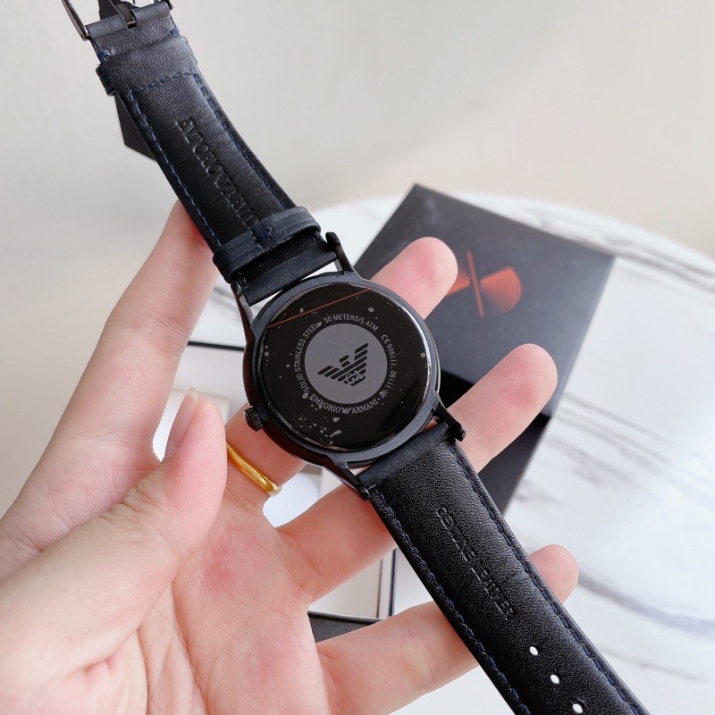 ผ่อน0%~แท้100%???? นาฬิกาข้อมือ สายหนัง สีดำ Emporio Armani AR11190 ...