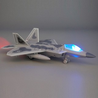 ของเล่นโมเดลเครื่องบินรบ 1:87 Diecast US F-22 Raptor Jet Fighter พร้อมเสียง และไฟ