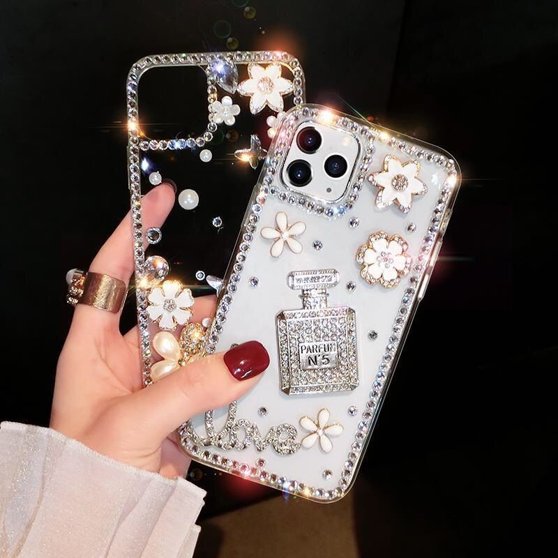 Oppo A3x A3 Pro A60 A79 A18 A38 A58 A78 A98 A77S A57 A17 A17K A96 A76 A95 A55 A16 A94 A74 A54 เคสโทรศัพท์แฟชั่นฝาครอบไอเฟล Handmade Tower น้ําหอมขวดRhinestone Handmade