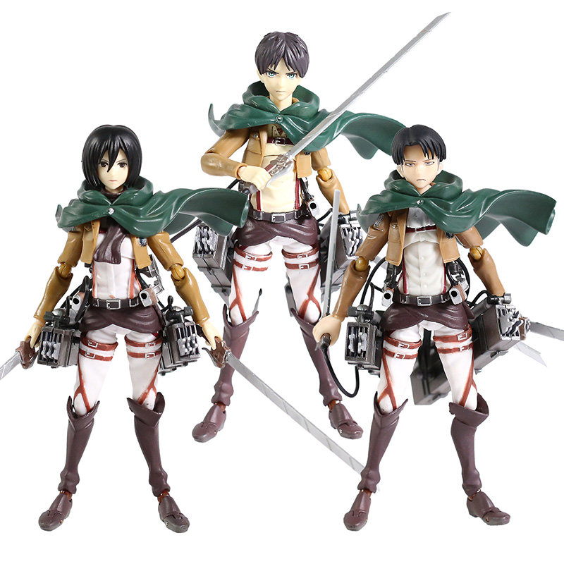 Attack on Titan เคลื่อนย้ายได้ 207 213 203 Eren Jaeger Levi Ackerman PVC Action Figure Eren Jaeger ร