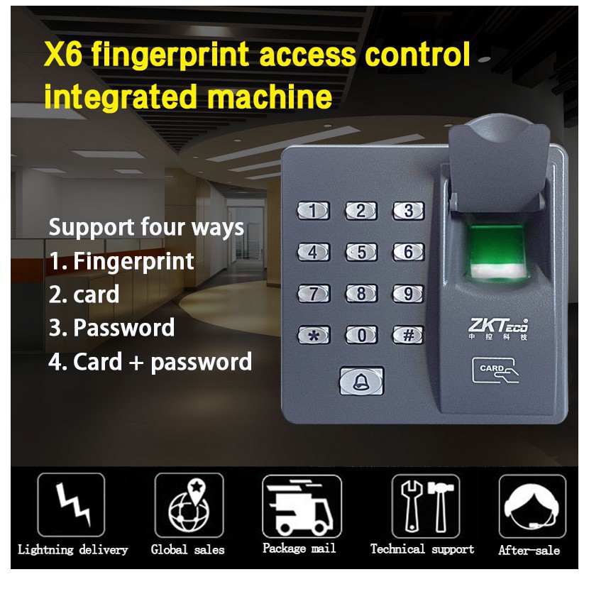 ZkTeco X6 เครื่องสแกนนิ้วและทาบบัตรเปิดประตูด้วยคีย์การ์ด Access Control