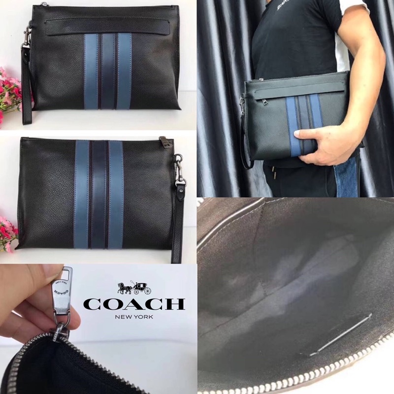 coach F31514 Men's Wrist Bag Leather Pouch Briefcase 🔥