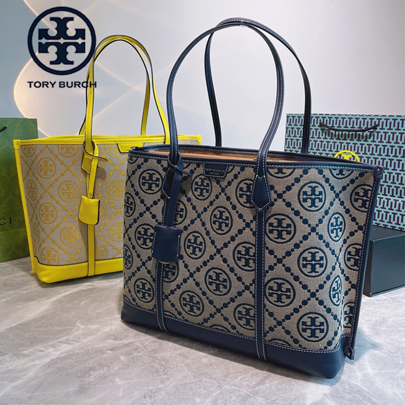Tory Burch 2021 New Denim + Leather Ladies Handbag | Shopee Thailand