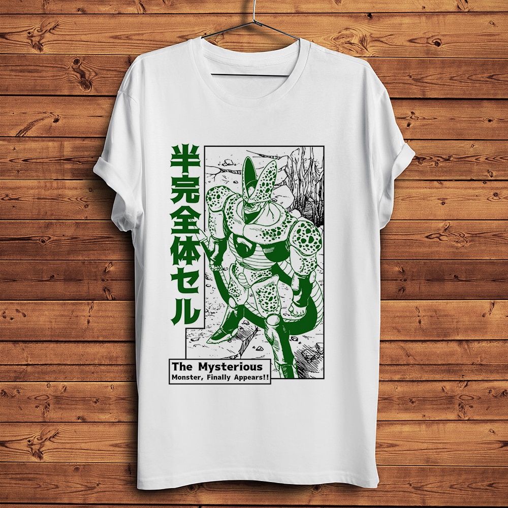 คอลูกเรือเสื้อยืด พิมพ์ลายอนิเมะ Dbz Cell Perfect Form มังงะมังกร สีขาว สไตล์สตรีท สําหรับผู้ชายS-5X