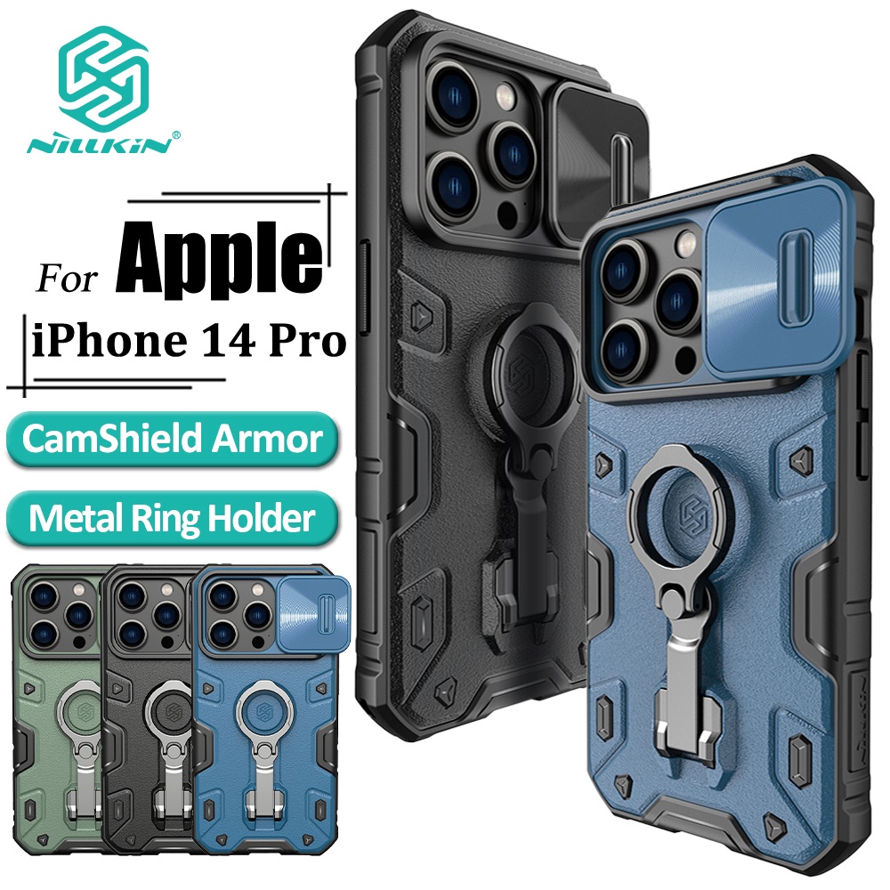 Nillkin CamShield Armor Pro เคส สําหรับ iPhone 14 Pro เคสโทรศัพท์ ที่ใส่แหวน ตัวเลื่อนกล้อง ป้องกันหนัก กันกระแทก ฝาหลัง