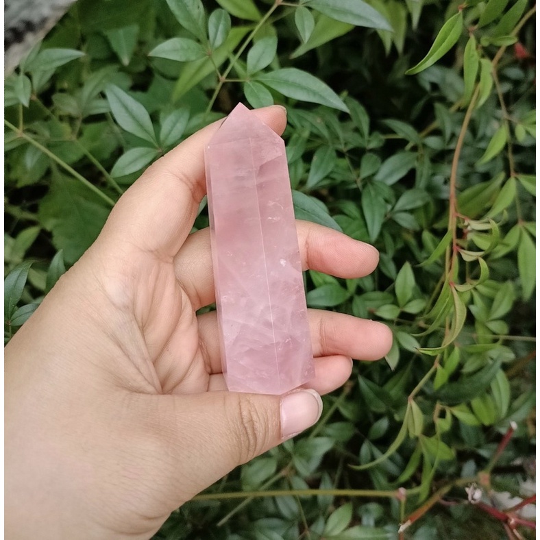 1 Piece Rose Strawberry Quartz Crystal Point Healing Stone | Natural Rock Pure Color spiritual Obelisk Wand Pink Room