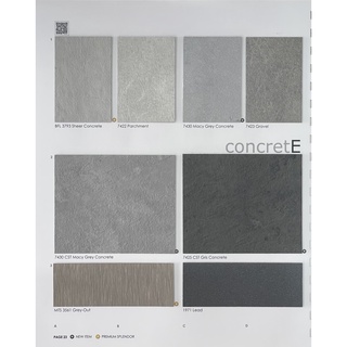 แผ่นลามิเนต Splendor ลายหิน Concrete (Page 23) ขนาด 120 x 240 ซม. หนา 0.8 มม. *คลิ๊กดูตัวเลือกสี*