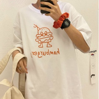 เสื้อยืด ขาว ลาย 𝐁𝐮𝐫𝐠𝐞𝐫🍔