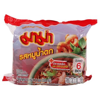 มาม่า บะหมี่กึ่งสำเร็จรูป รสหมูน้ำตก 55 ก. แพ็ค 6
