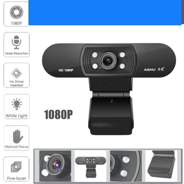 กล้องเว็บแคม Webcam HD 1080p หมุนปรับความชัดที่กล้อง สาย Usb มี Mic ในตัว