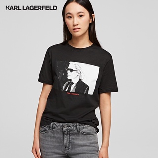 เสื้อยืดผ้าฝ้ายพิมพ์ลายขายดี สตรีทแฟชั่น Karl Lagerfeld - KARL LEGEND COLORBLOCK T-SHIRT เสื้อยืด แฟชั่น