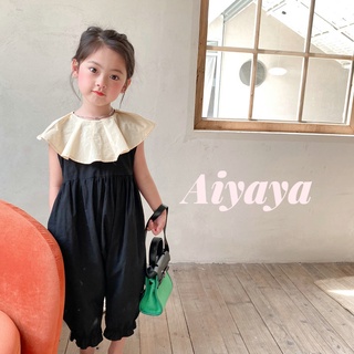 Aiyaya ชุดจั้มสูทเด็กผู้หญิง จั้มสูทแขนกุดสไตล์เกาหลี จั๊มสูทเอว（248）