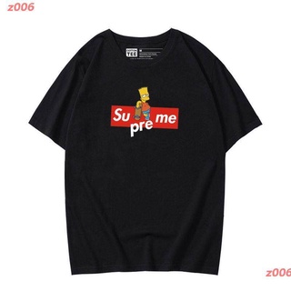 เสื้อยืดสีขาว เสื้อยืดชาย SUPREME แขนสั้นSUPREMETide Brand Supreme เสื้อยืดแขนสั้นผ้าฝ้ายผู้หญิงคอกลมหลวมสไตล์เกาหลี