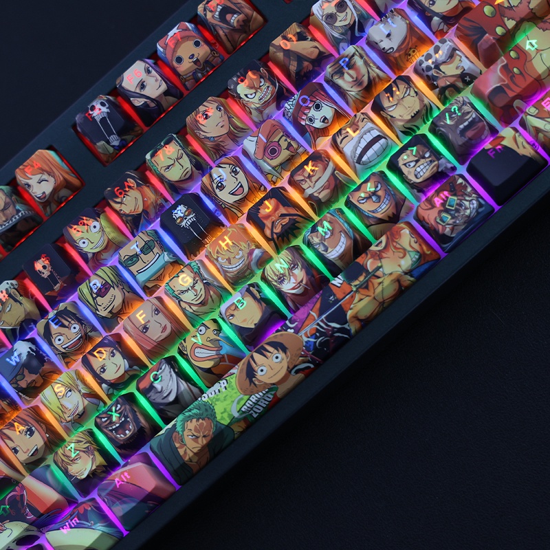 ONE PIECE Keycap โปรไฟล์ Cherry Monkey D. Luffy อะนิเมะ RGB PBT DYE-SUB คีย์บอร์ดแบบกลไก Keycaps