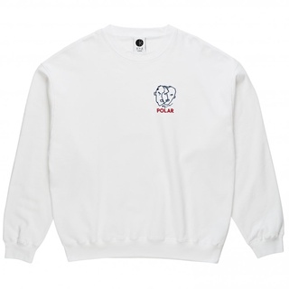 เสื้อแขนยาว สเวตเตอร์ Polar Skateboard Sweater Two Sided Crew - White มือ 1 พร้อมส่ง