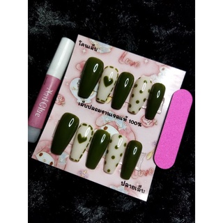 พร้อมส่ง💯เล็บปลอมสีเจลทรงบัลเล่ต์💅กาว+ตะไบฟรี‼️