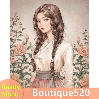 ♚พร้อมส่ง♚[boutique520.th] ชุดงานจิตรกรรมเม็ดบีด ทรงเพชรกลม พลอยเทียม รูปเด็กผู้หญิง ดอกไม้ 5D สําหรับตกแต่งบ้าน DIY