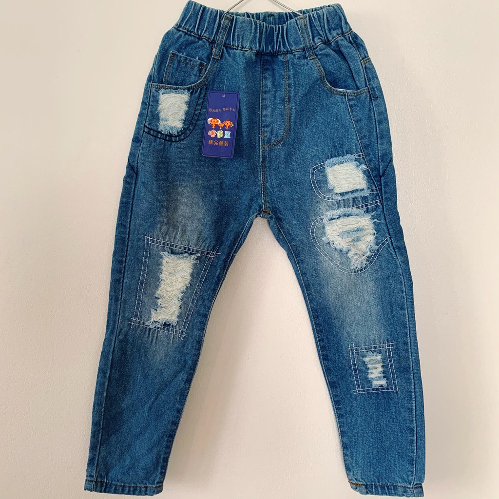 – BOYS PANTS – SIZE 7-8 YEARS OLD – BLUE – JEANS - กระเป๋าหน้า 2 ใบ
