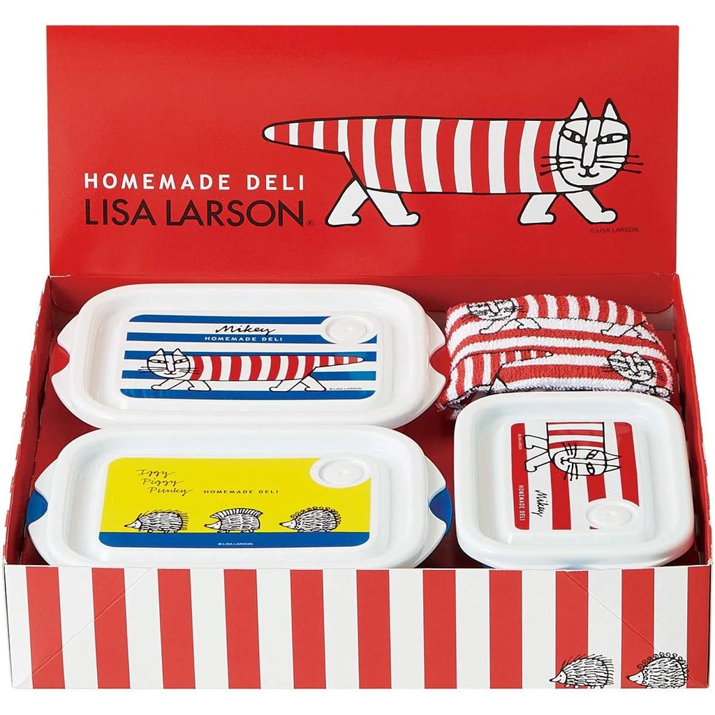 Lisa Larson เซ็ต กล่องข้าว / ภาชนะบรรจุอาหาร และ ผ้าขนหนู