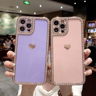 เคสโทรศัพท์มือถือแบบนิ่ม แต่งกลิตเตอร์ พลอยเทียม ระยิบระยับ ระยับ สําหรับ iPhone 12 13 Pro MAX 11 X XS MAX XR