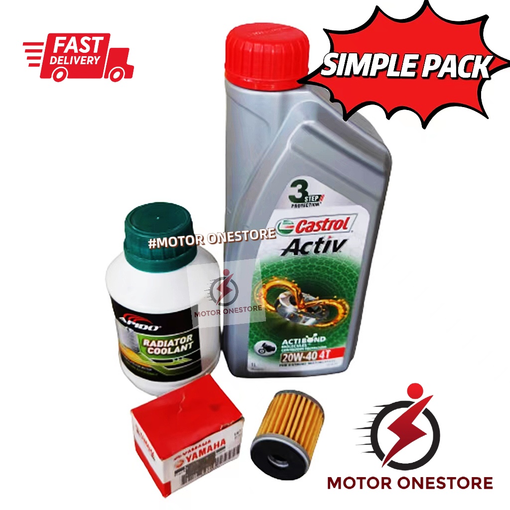 LC135 / Y15ZR COOLANT + MINYAK ENGINE 4T CASSTROL (SEMI / FULLY SYNTHETIC) + กรองน้ํามัน "MOTOR ONES