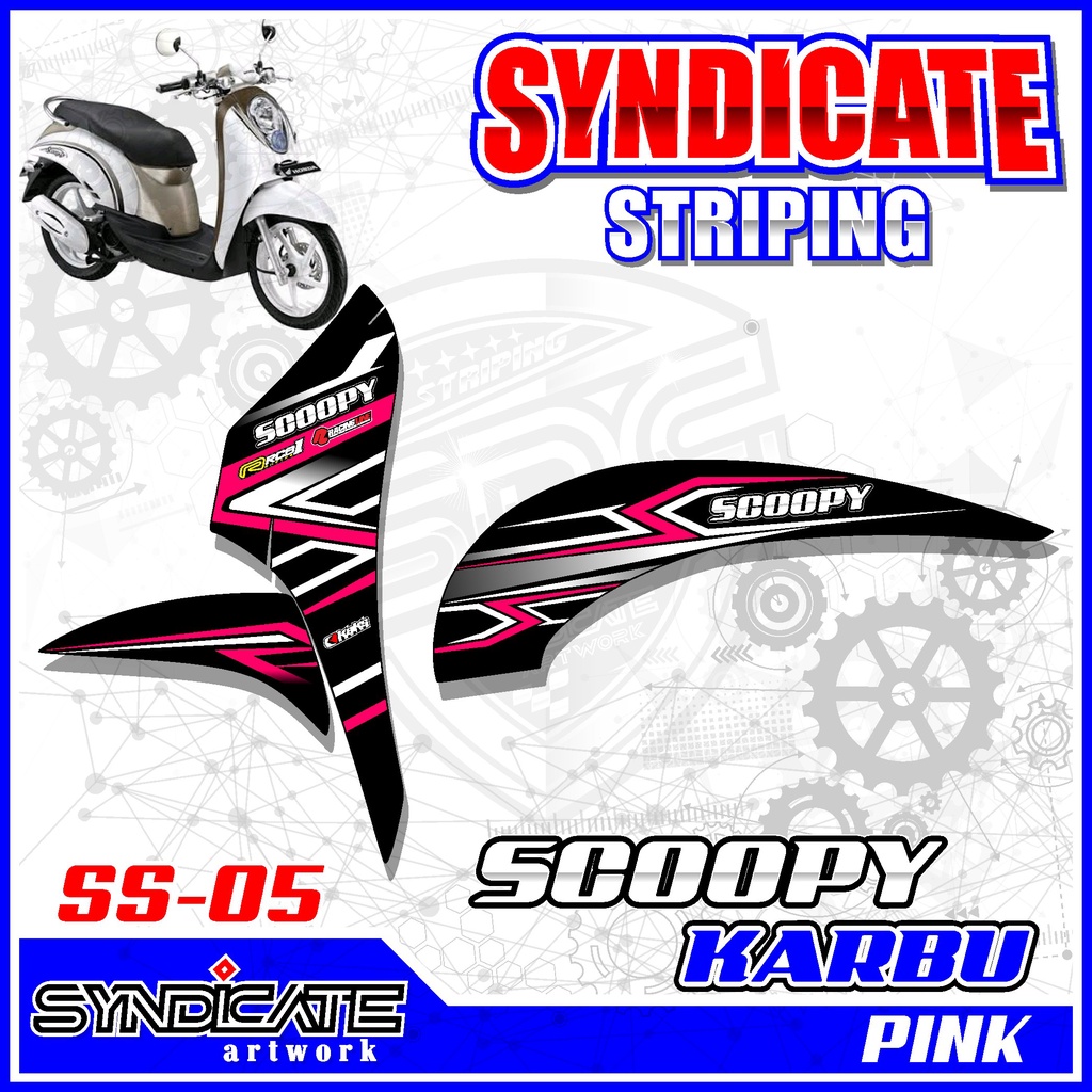 สติ๊กเกอร์ STRIPING LIST VARIATION OF OLD SCOOPY CARBON YEAR 2010 2011 2012 COOL RACING MOTIF CODE S