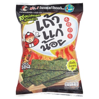 🔥HOT🔥 เถ้าแก่น้อย สาหร่ายทอดสไตล์ญี่ปุ่น รสสไปซี่บาร์บีคิว 30กรัม Taokaenoi Spicy BBQ Flavoured Japanese Style Fried Sea