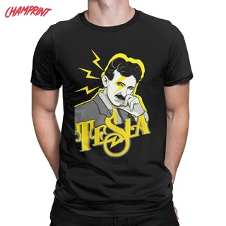 ใหม่ เสื้อยืดลําลอง ผ้าฝ้าย 100% แขนสั้น คอกลม พิมพ์ลาย Nikola Tesla สําหรับผู้ชาย และผู้ใหญ่S-5XL