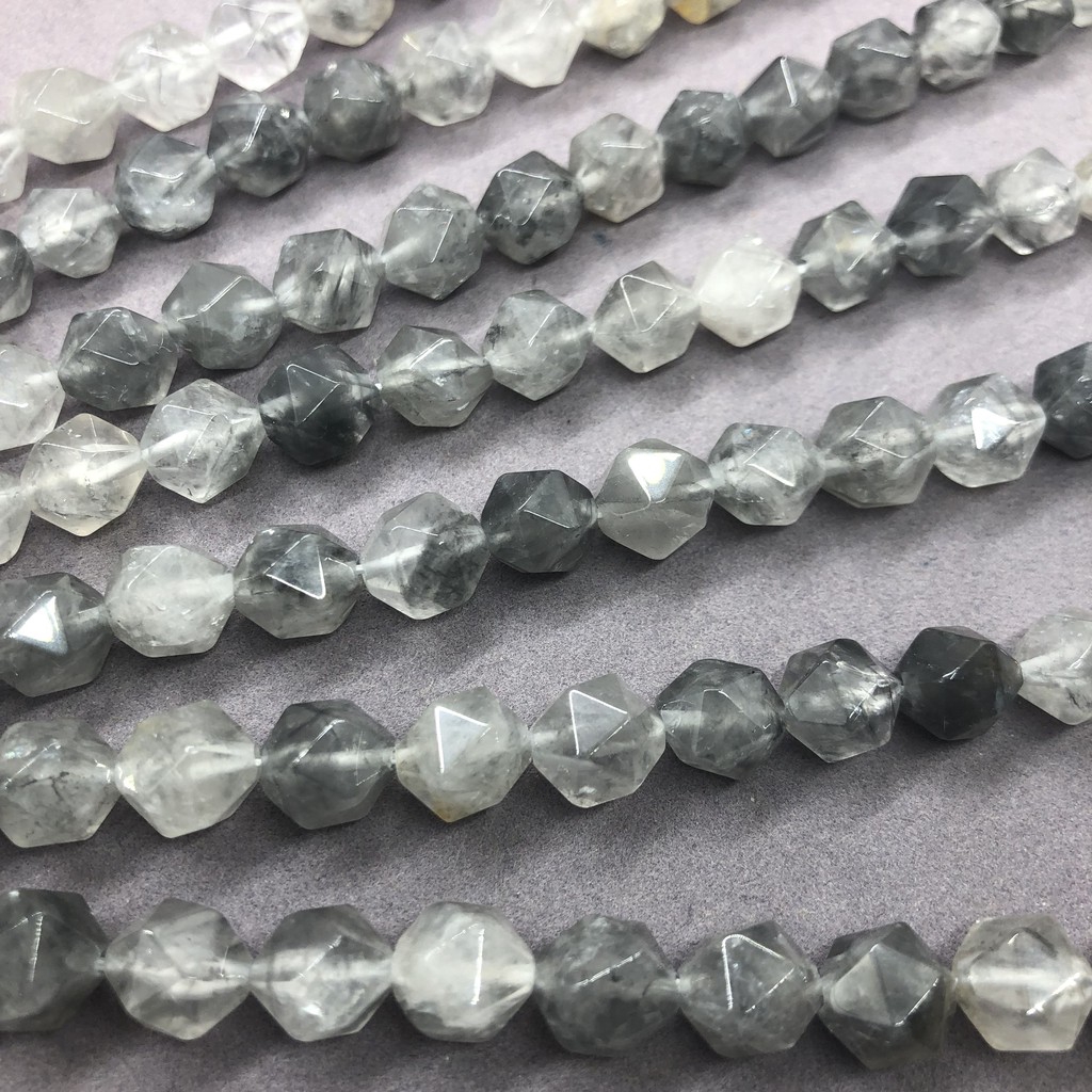 Grey Quartz Crystal Beads สีเทาควอตซ์คริสตัลลูกปัด 6-12 รูปที่ 2
