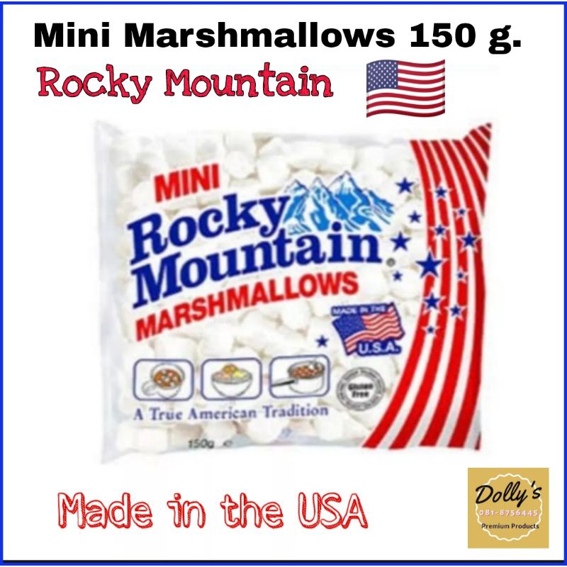 Mini Marshmallows 150g. Rocky Mountain USA มินิมาร์ชเมลโล​ว์เม็ดเล็ก​ ร็อคกี้​เมาท์เทน​150​กรัม​
