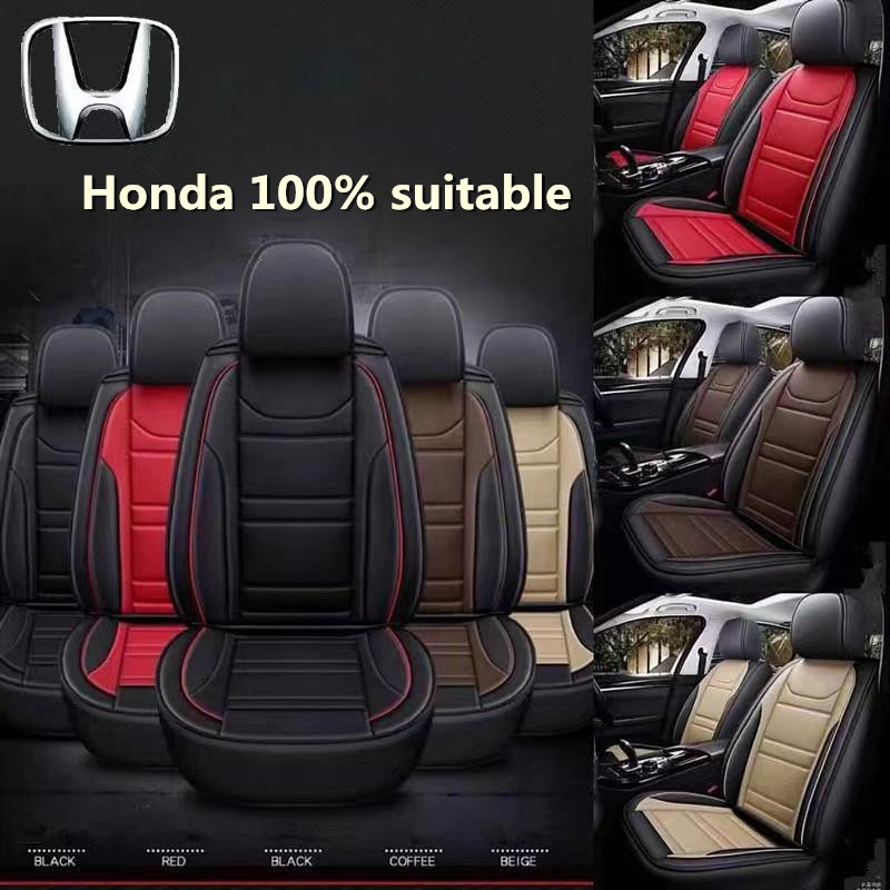 ปลอกหนังหุ้มเบาะรถยนต์ คุณภาพสูง สําหรับ High quality upgrade four-season universal model Honda car seat cover leather Fit Jazz Vezel Shuttle HRV City Stream Civic car Seat Protector Covers