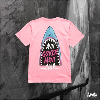 Just Say Bad ® เสื้อไซส์ใหญ่ 3XL 4XL รุ่น Shark สีชมพู (ลิขสิทธิ์แท้) ใส่ได้ทั้ง ชาย หญิง เสื้อยืดคนอ้วน / เสื้อคนอ้วนBS