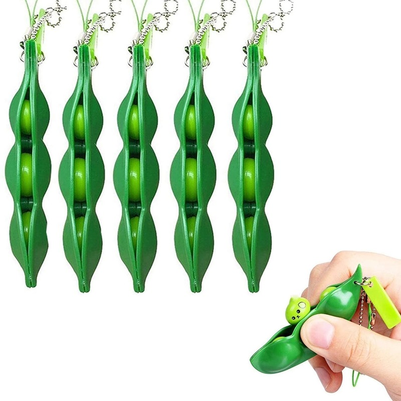 พวงกุญแจจี้ถั่วเขียวของเล่นลดความเครียด Fidget Toy/ Edamame Toys/ Peas Beans 1 ชิ้น